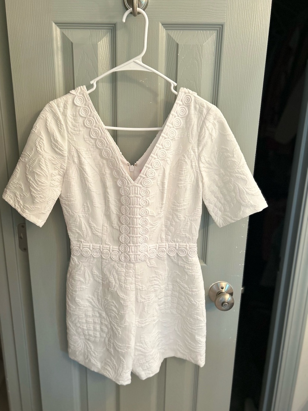 Lilly Pulitzer White Textured Lace-Trim Dress